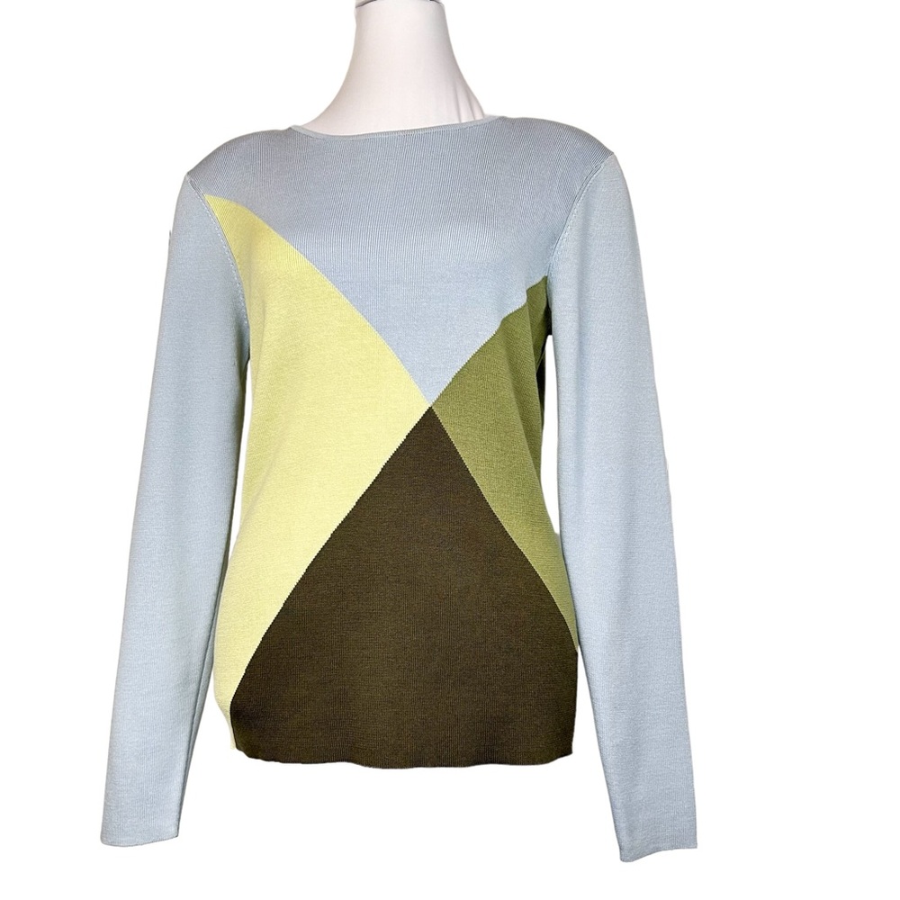 Carlisle Colorblock Silk Knit, Crew Neck Sweater